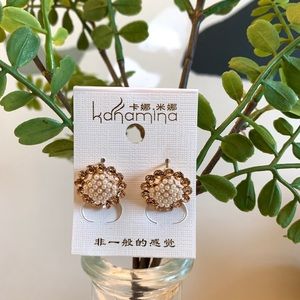 Rose gold rhinestone with pearl earring